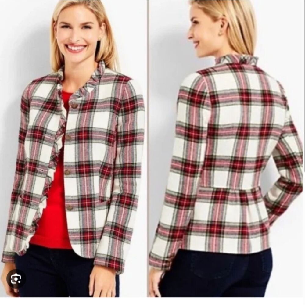 Talbots Plaid Wool Blend Blazer Classic Academia Tailored Career Jacket Sz 4